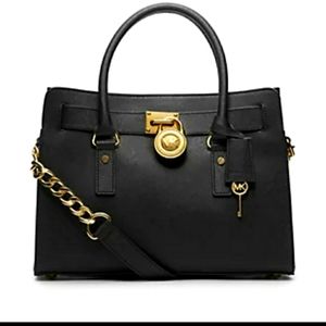 Michael Kors Beautiful Black Gold Leather Hand Shoulder Bag